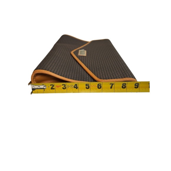 Vintage TED LAPIDUS Paris Embossed Leather Monogram Envelope Clutch Bag 9x15.5 - Picture 10 of 15